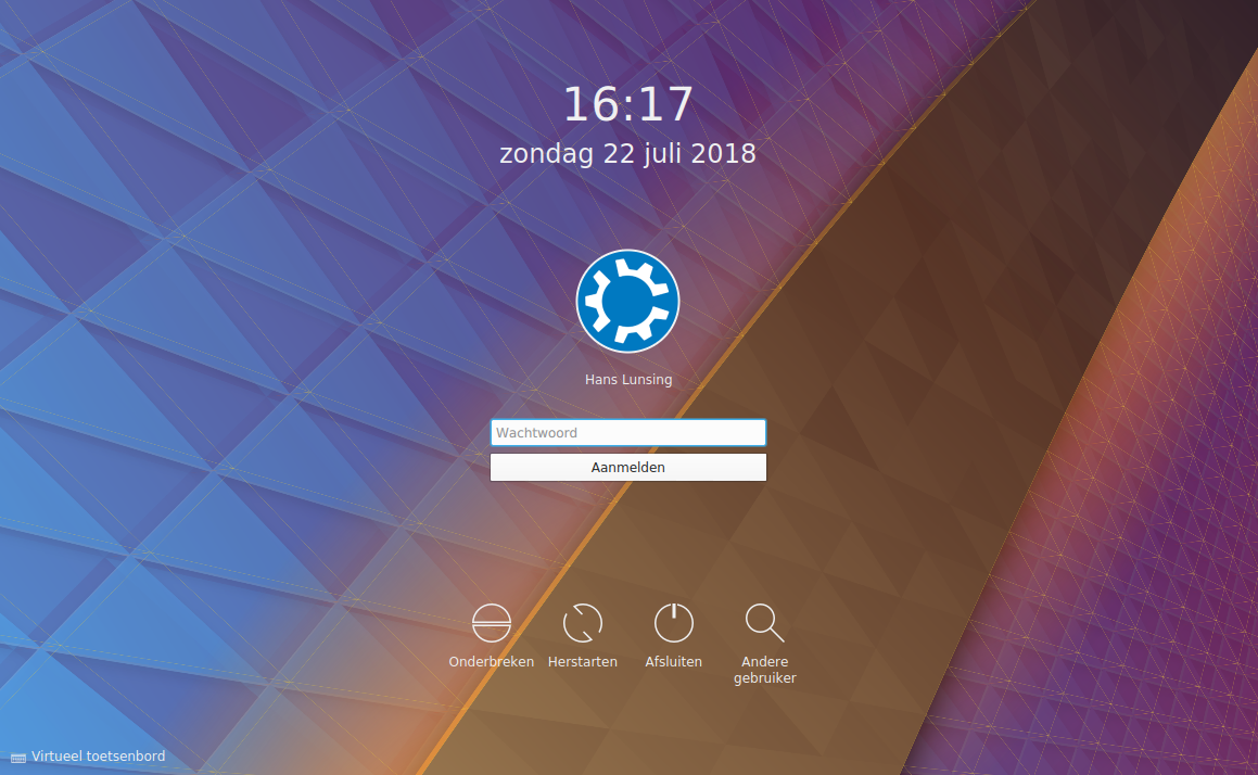 Afbeelding 3: Inlogscherm van Kubuntu 18.04