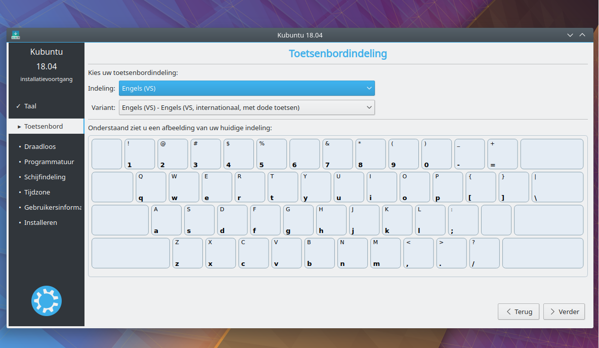 Afbeelding 2: Keuze van toetsenbordindeling